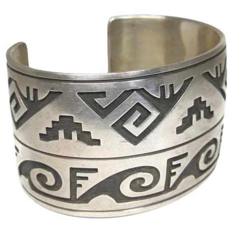 Mexico Sterling Silver Overlay Wide Cuff Bracelet For Sale At 1stDibs