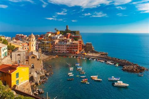 Premium Photo Aerial Panoramic View Of Vernazza Fishing Village In