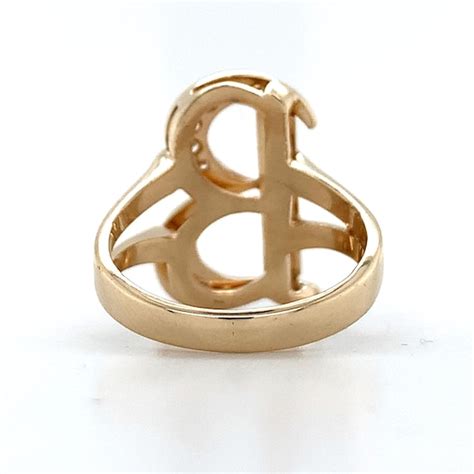 K Yellow Gold B Initial Baguette Round White Di Gem