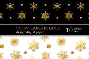 Snowflakes Luxury Golden Digital Paper Graphic By Elena Dorosh Art