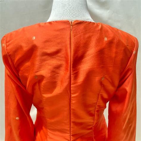 Baju Raya Orange Baju Kurung Moden Kain Duyung With Polyester