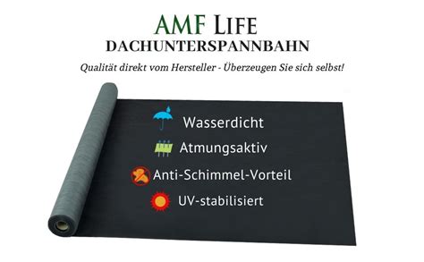 Amf Life Dachunterspannbahn Dachfolie Unterdeckbahn Dampfsperre