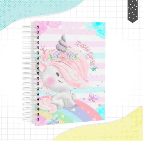 Caderno Personalizado Materias Feminino Unicornio Gato Elo