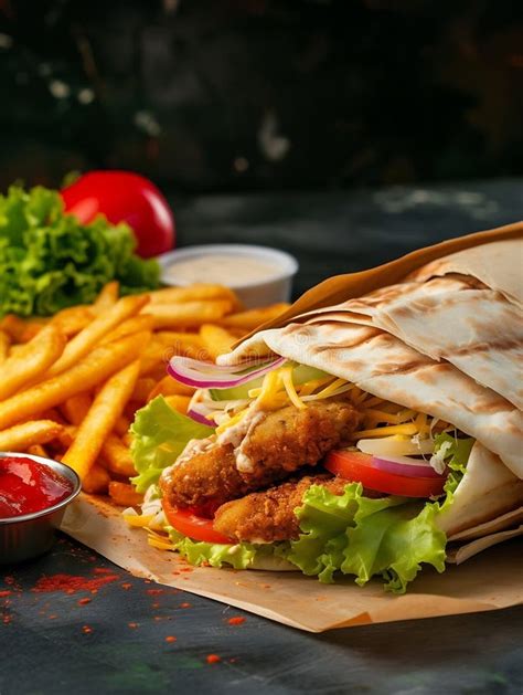 Generative AI Take Away Fast Food Products Kebab Pita Gyros Shaurma