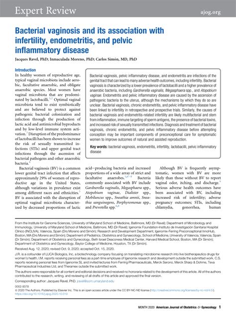 Pdf Bacterial Vaginosis And Its Association With Infertility