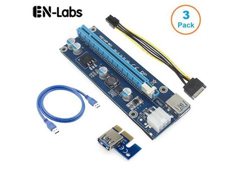 3 Pack 6 Pins PCI E VER 006C PCl E 16x To 1x Powered Riser Adapter Card