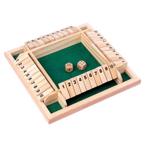 Apat Na Side 10 Numbers Shut The Box Board Game Wooden Flaps Dice Set