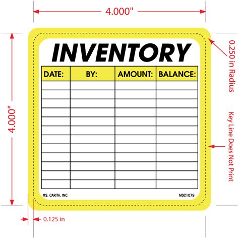 Inventory Labels - 4 Inch x 4 Inch, 500 per Roll - MS. Carita