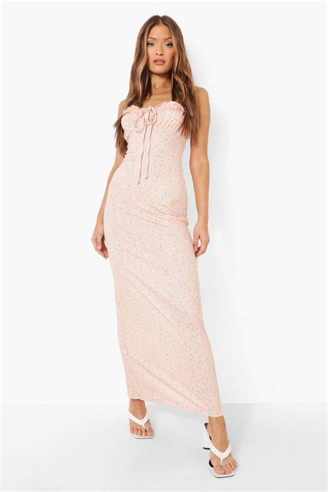 Ditsy Floral Tie Detail Maxi Dress Boohoo Uk