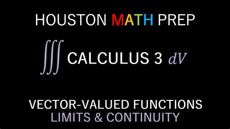 Limits And Continuity Of Vector Valued Functions Calculus 3 Youtube