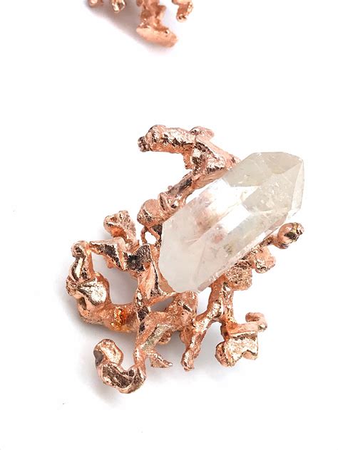 Pure Copper And Clear Quartz Crystal Organic Form Copper Healing Power