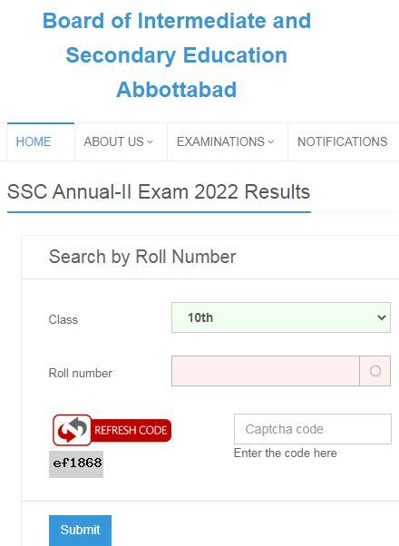 Bise Abbottabad Board 10th Class Result 2023 Annual