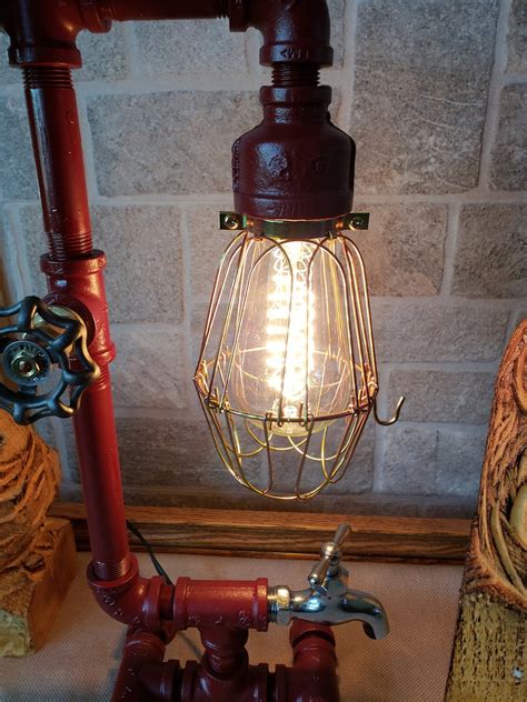 Retro Industrial Pipe Steampunk Style Lamp With Valve On Off Switch