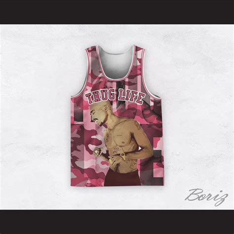 Tupac Shakur 12 Thug Life Pink Camouflage Basketball Jersey — Boriz