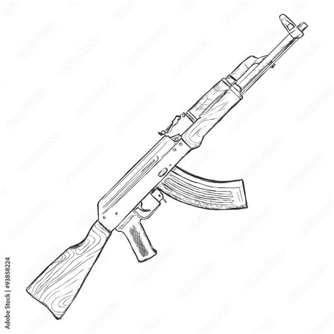 How To Draw Ak 47 Step By Step Gun Drawing Kalashnikov Nbkomputer