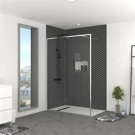 Paroi De Douche X Cm Cadre Et Bras Aluminium Chrome Chromed