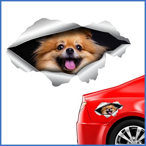 3D Dog Sticker Funny Dog Head In The Crack Vinyl Car Stickers 3D Car ...