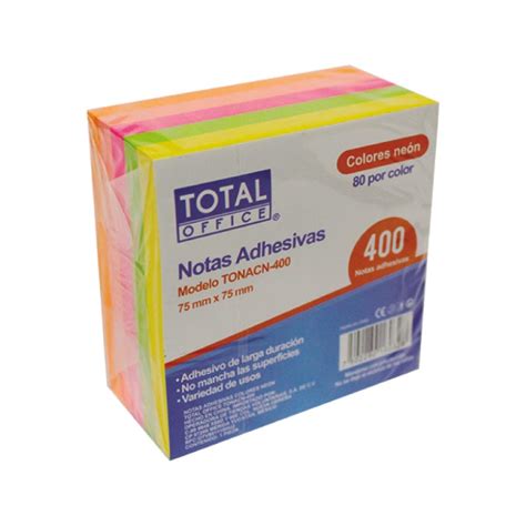 Notas Adhesivas 3x3 Cubo Neón 4 Colores Total Office Papelería Del Ahorro