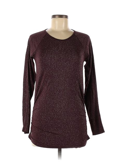 Athleta Color Block Solid Maroon Burgundy Active T Shirt Size M 76