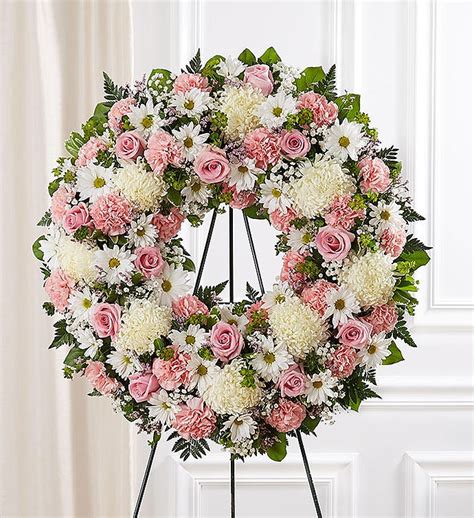 Serene Blessings Pink White Standing Wreath 1800Flowers