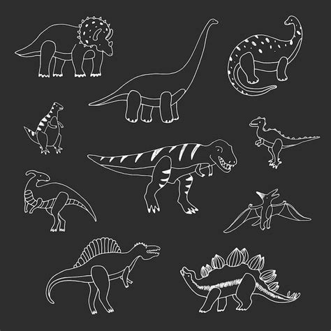 Premium Vector Dinosaurs Illustrations Vector Doodle Set