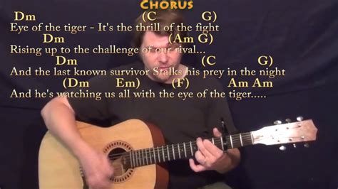 Eye Of The Tiger Survivor Strum Guitar Cover Lesson With Chords