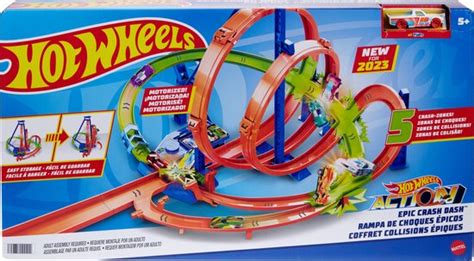 Hot Wheels Baanset Met 5 Crashzones Met Gemotoriseerde Booster En