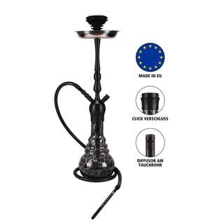 Chakra Schlauch Aluminium Shisha Schwarz Shisha Set