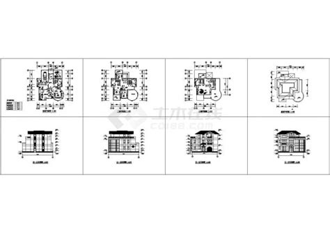 某地区现代豪华私人别墅建筑施工设计方案cad图纸别墅建筑土木在线