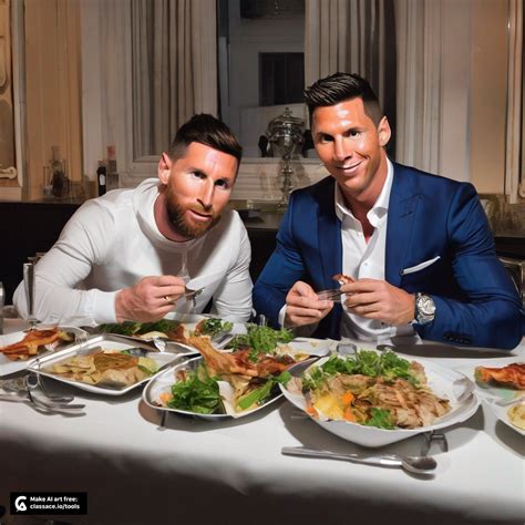 AI Images of Messi and Ronaldo Eating Dinner