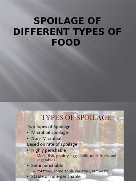 Types Of Spoilage In Different Foods Pdf