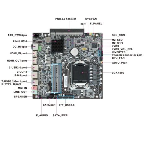 Factory Oem H510 Motherboard Side Pcie 16x Solt Lga1200 Mini Itx Support 10th 11th Gen Core