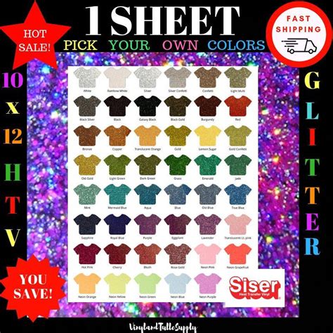 X Sheet Glitter Siser Easyweed Htv Heat Transfer