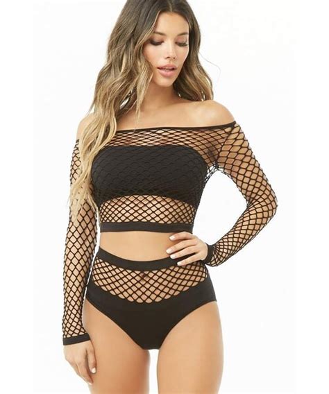 Forever Forever Leg Avenue Net Crop Top