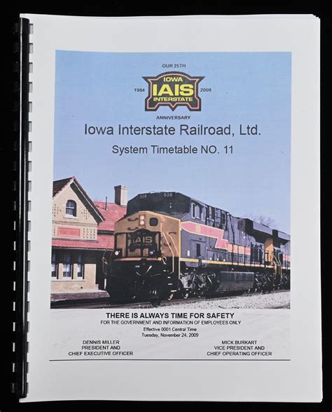 Sold Price: Iowa Interstate Railroad Timetable No. 11 - January 5, 0121 ...