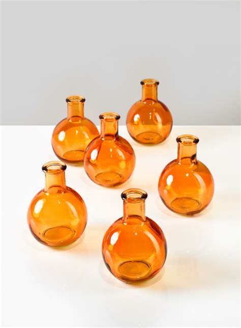 Amber Glass Bud Vases Vintage Wedding Event Centerpieces Antique Decor