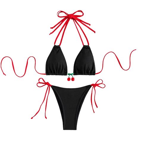 Sentaili Women S Sexy Cherry Strappy Bikini With Cute Details Must Have For Summer Walmart