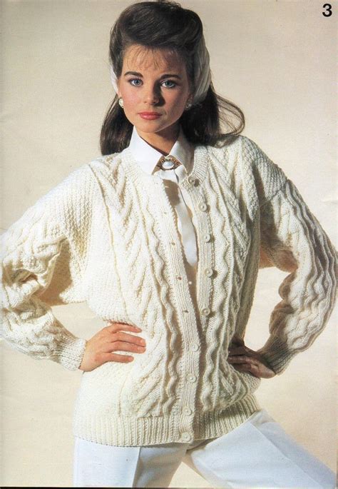 Vintage Womens Aran Sweater Knitting Pattern Pdf Ladies Traditional Cable Jumper 30 40inch Aran