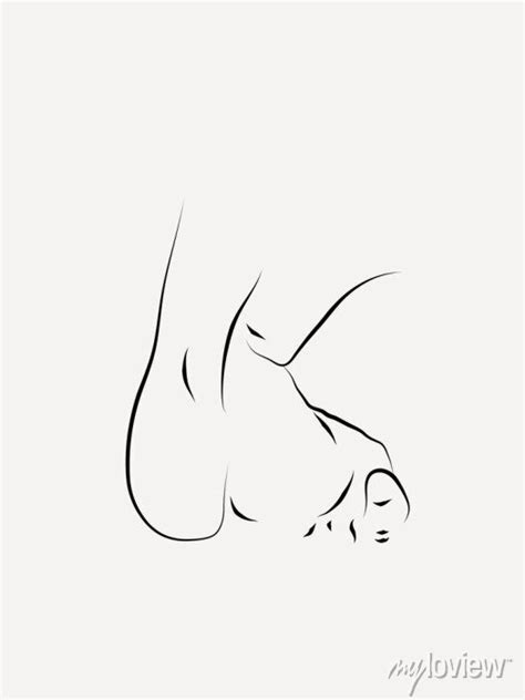 Nude Female Figure Line Art Sensual Naked Woman Silhouette Hand