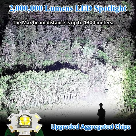 Rechargeable Spotlight 2 000 000 Lumen Led Spot Lights Handheld Large