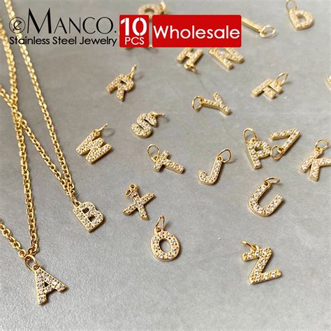 Emanco Pcs Diamond Alphabet Pendant For Women Diy Necklace Bracelet