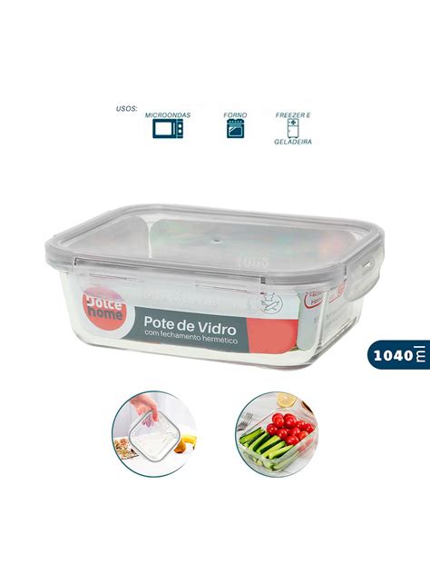 Comprar Pote Herm Tico De Vidro Marmita Micro Ondas Forno Ml