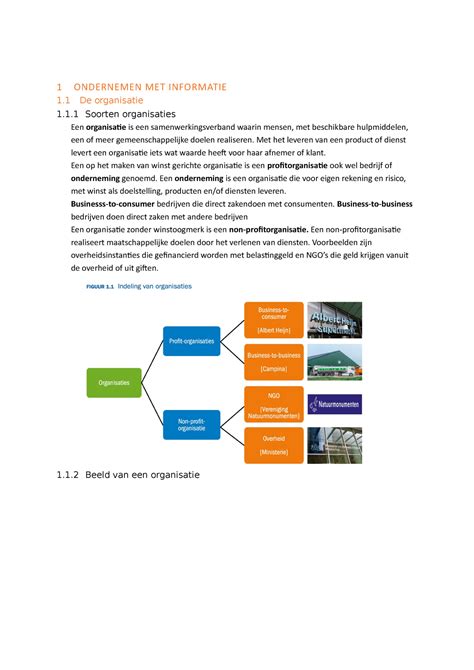 Ondernemen Met Informatie Hoofdstuk 1 De Organisatie 1 ONDERNEMEN MET