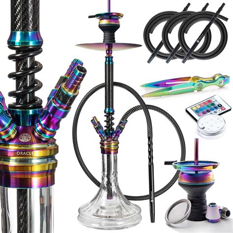 ORACLE HOOKAH Carbon Shisha Set Edelstahl Wasserpfeife 70cm Mit