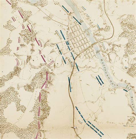 Unrecorded Map Of The 1862 Battle Of Fredericksburg Drawing On A Captured Map By Jedediah