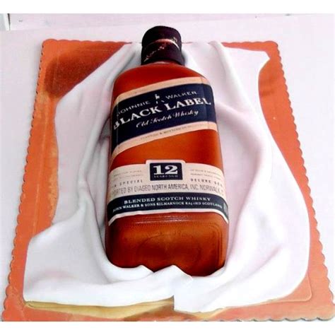 Black Label Whiskey Bottle Fondant Cake Delivery In Delhi And Noida