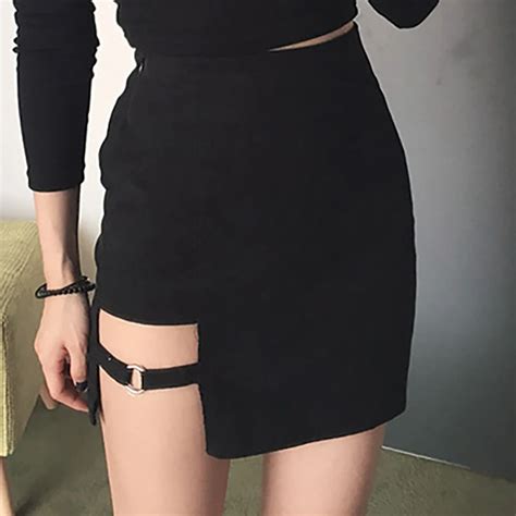 Sexy Irregular Cotton Punk High Waist Pencil Bandage Skirt Mini Bodycon