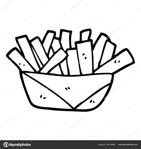 Black White Cartoon French Fries Stock Vector By Lineartestpilot