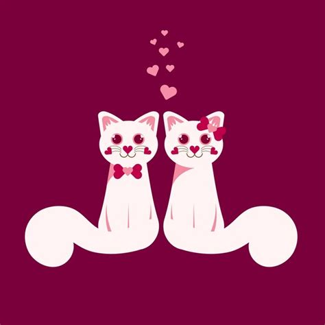 Um Casal De Dois Gatos Brancos Apaixonados Em Fundo Marrom Para Ilustrações Vetoriais De