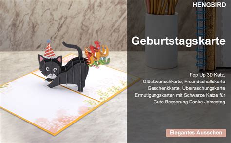 HENGBIRD Geburtstagskarte Pop Up 3D Katz Glückwunschkarte